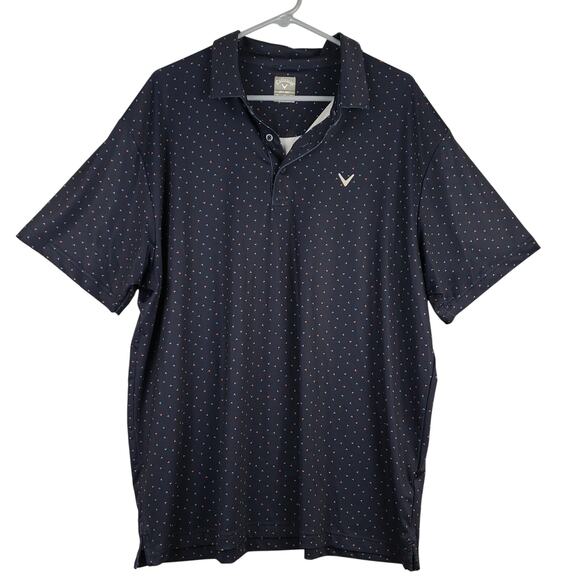 Callaway Men's XL Opti-Dry Golf Polo Navy Blue Arrow Print Performance Sporty - Picture 1 of 8